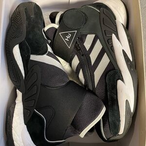 Adidas Black and White Sneakers with Bold Stripes (Pharrell Williams collab)